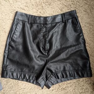 Express Black Faux Leather High Waist Shorts